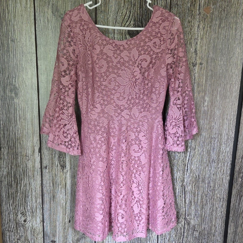 She + Sky Mauve BOHO Lace Dress